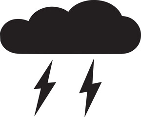 Thunderstorm silhouette vector icon  