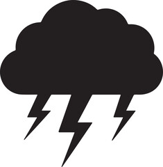 Thunderstorm silhouette vector icon  