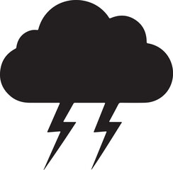 Thunderstorm icon, thunderstorm silhouette vector