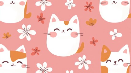 Cute cats and flowers pattern (1)