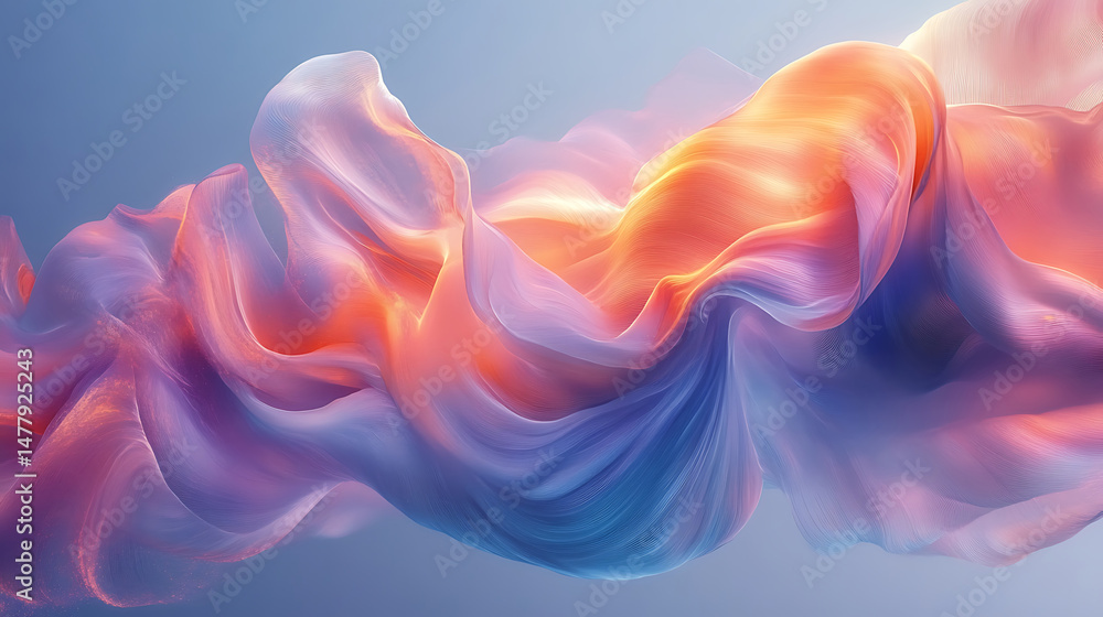 Poster abstract silk fabric waves with gradient colors elegant flowing cloth texture background soft waves 