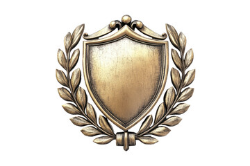 Golden Shield with Laurel Wreath on Black Background for Award or Honor