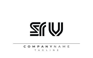 SRV Creative Unique Modern Letter Logo Design. Stylized logo featuring a unique letter design, presenting abstract minimalist aesthetics and modern appeal.