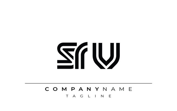 SRV Creative Unique Modern Letter Logo Design. Stylized logo featuring a unique letter design, presenting abstract minimalist aesthetics and modern appeal.