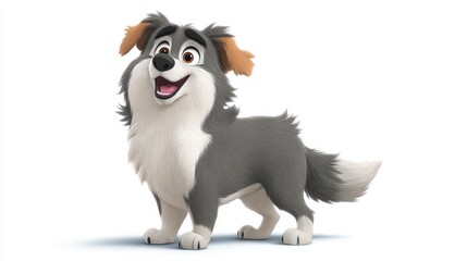 Fototapeta premium Cheerful and Playful Cartoon Dog Character Standing Upright with a Big Smile on a White Background
