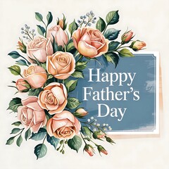Elegant Happy Father's Day Floral Greeting Card with Peach Roses