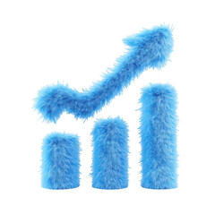 Fototapeta premium Fluffy growth chart business success concept blue illustration on transparent background
