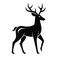 deer,silhouette,profile view,black and white,minimal,simple,iconic,graphic design,vector style
