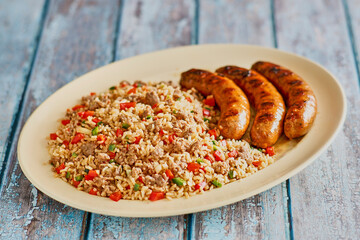 Dirty Rice with Grilled Pork Sausage