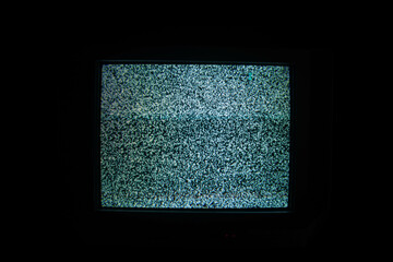 Retro Television Screen Displaying White Noise Static Effect