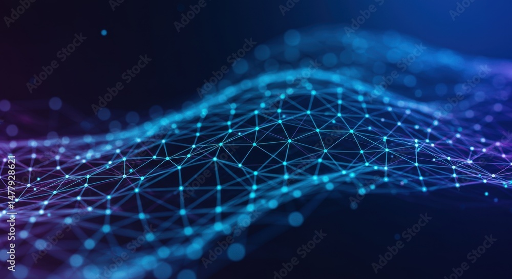 Poster network of connected dots abstract background