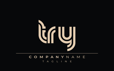 TRY Creative Unique Modern Letter Logo Design. Stylized logo featuring a unique letter design, presenting abstract minimalist aesthetics and modern appeal.