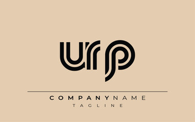 URP Creative Unique Modern Letter Logo Design. Stylized logo featuring a unique letter design, presenting abstract minimalist aesthetics and modern appeal.