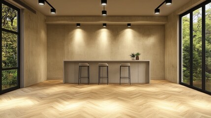 Modern minimalist interior design bar counter.