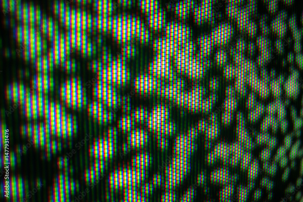 Aufkleber close-up view of rgb pixels on a digital display screen