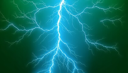 Naklejka premium Electric Blue Lightning Branches Isolated on Green Screen Background for VFX Movie and Game Element
