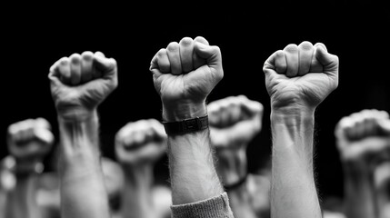 Raised fists, unity in protest
