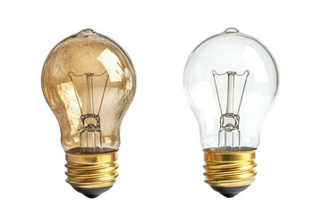 Vintage Tungsten Light Bulbs Showing Comparison between Clean and Dirty Clear Glass on Black Background