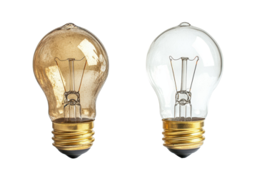 Vintage Tungsten Light Bulbs Showing Comparison between Clean and Dirty Clear Glass on Black Background