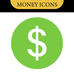 Money dollar icon symbol Coin icon logo in flat style. Vector element. Business icons, financial icons, enrichment, dollar, currency. Illustration of dollar, marketing