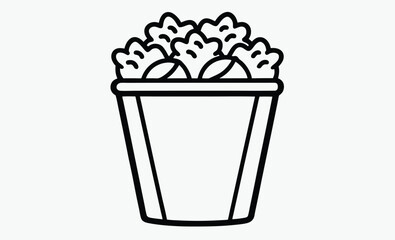 Fried chicken bucket, Chicken meal icon, Food silhouette vector