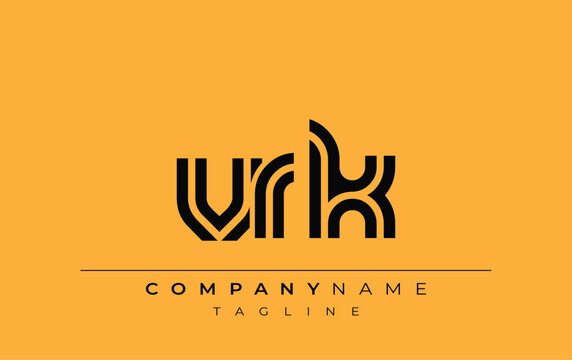 VRK Creative Unique Modern Letter Logo Design. Stylized logo featuring a unique letter design, presenting abstract minimalist aesthetics and modern appeal.