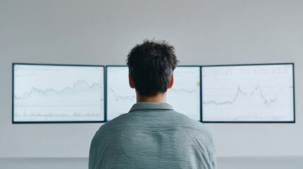 An introspective Caucasian male, lost in digital reverie, contemplates data flow on Fibonacci Day's numeric dance stage