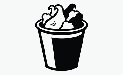 Fried chicken bucket, Chicken meal icon, Food silhouette vector