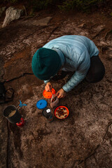 Camp Cooking with a View at the Top of the Mountain