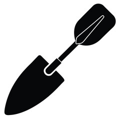 Simple Garden Trowel Illustration Black Silhouette for Planting and Gardening Projects, Tool Icon