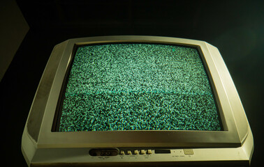 Old Television Displaying Static Noise Screen