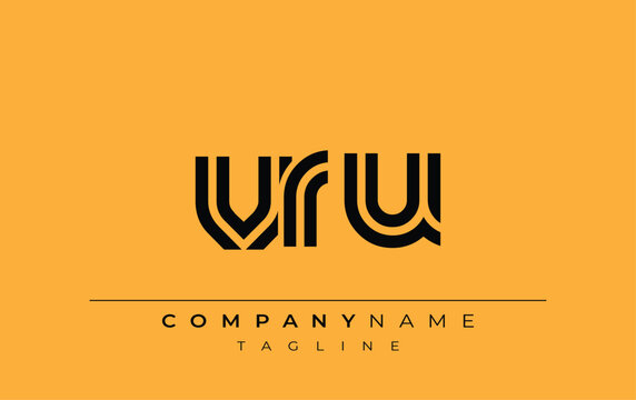 VRU Creative Unique Modern Letter Logo Design. Stylized logo featuring a unique letter design, presenting abstract minimalist aesthetics and modern appeal.