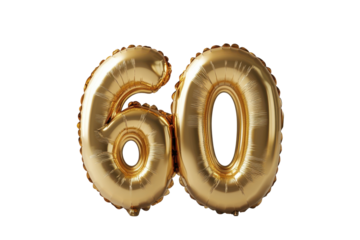 Golden Number Sixty Balloons Against Black Backdrop Celebrating 60th Anniversary