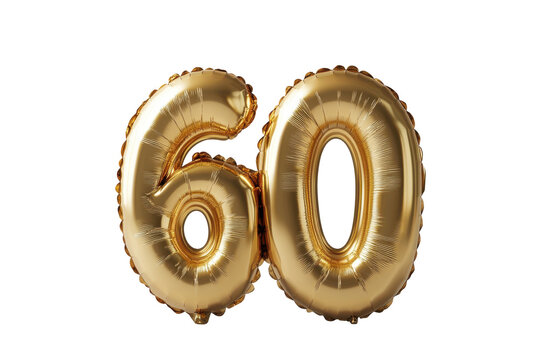 Golden Number Sixty Balloons Against Black Backdrop Celebrating 60th Anniversary