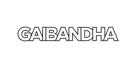 Gaibandha in the Bangladesh emblem. The design features a geometric style, vector illustration with bold typography in a modern font. The graphic slogan lettering.