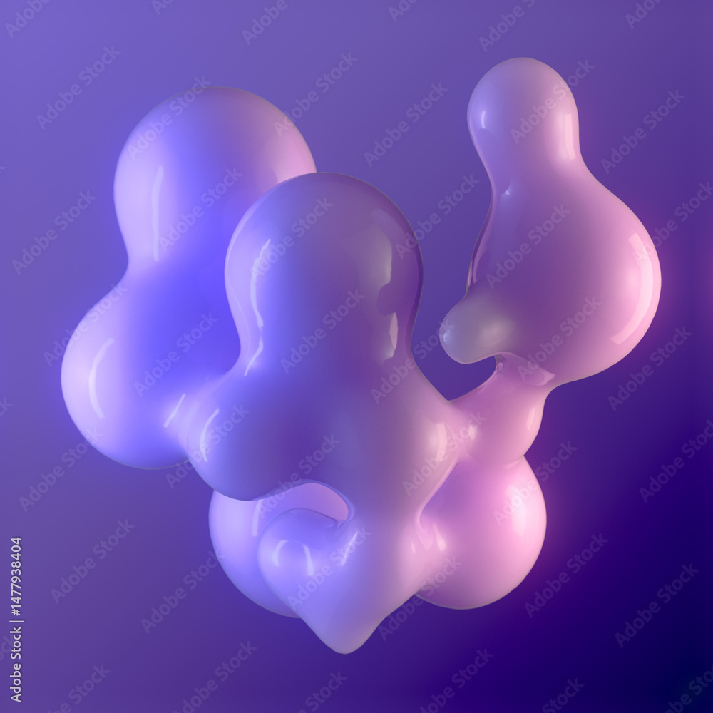 Leinwandbilder illustration depicting droplets with smooth, rounded outlines. background gradient from light purple