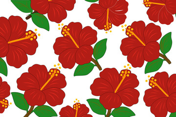 Red hibiscus flower background vector suitable for all motifs