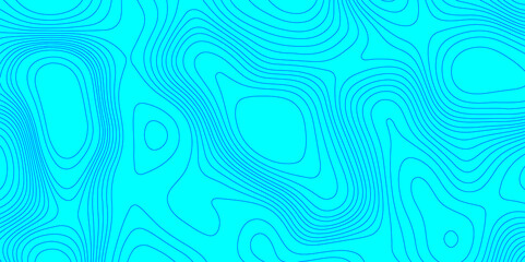 Blue line cyan color landscape geodesy topography wavy lines map background, blue cartographic pattern for trendy modern background and abstract curved reliefs geography texture and seamless design.