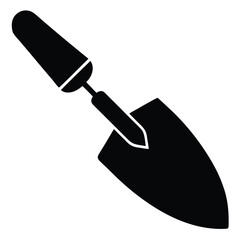 Silhouette of a Black Hand Trowel Tool for Gardening and Planting Flowers