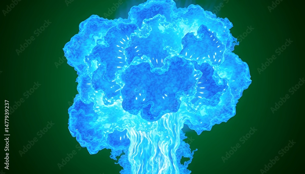 Poster isometric blue explosion isolated on green screen perfect for vfx movie game element fantasy 3d rend