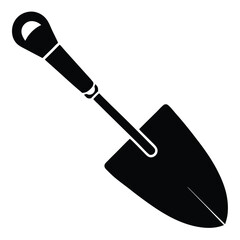 Black Silhouette of a Hand Trowel, Small Shovel, Perfect for Gardening and Planting