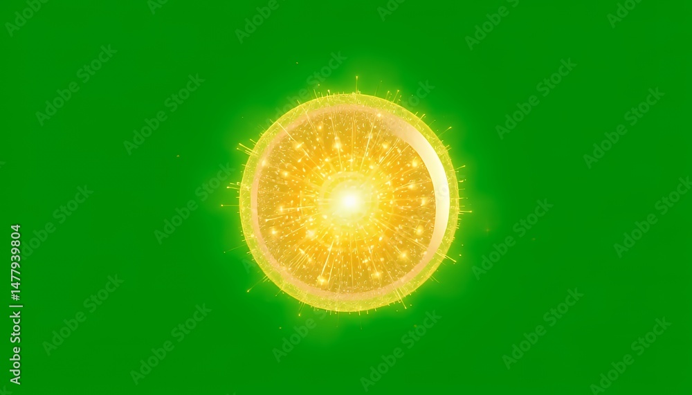 Poster isometric glowing sphere with particles isolated on green screen for vfx movie game elements fantasy