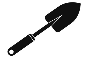 Solid Black Trowel Silhouette Small Gardening Tool for Planting and Digging Illustration