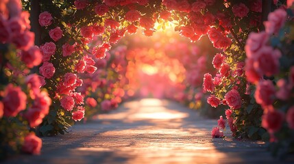 Rose Garden Pathway at Sunrise