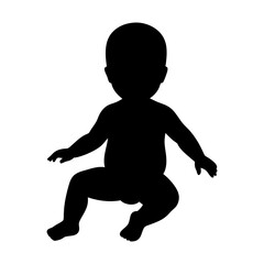 Silhouette of a baby sitting with arms outstretched