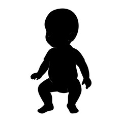 Silhouette of a baby sitting with legs spread apart