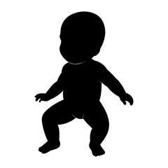 Silhouette of a baby standing with arms outstretched