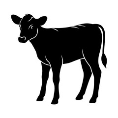 Silhouette of a young calf standing in full view