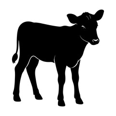Silhouette of a young calf standing in full view