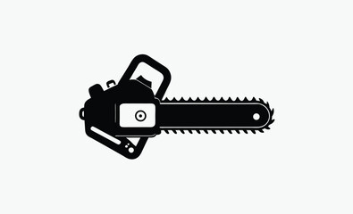 Chainsaw silhouette, A black and white chainsaw silhouette, vector illustration 